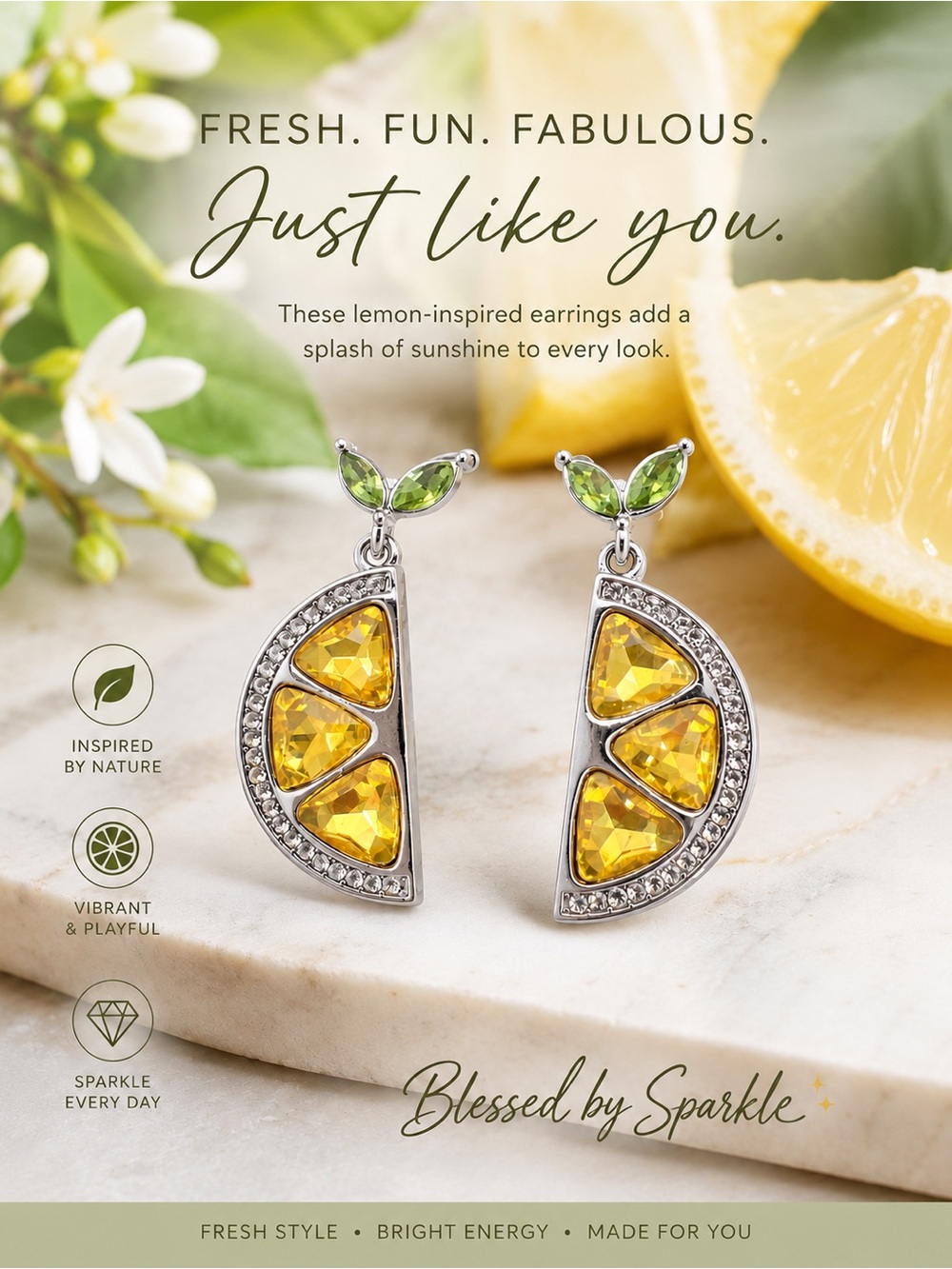 paparazzi Yellow and Green Lemon Slice Drop Earrings